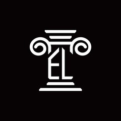 EL monogram logo with pillar style design template