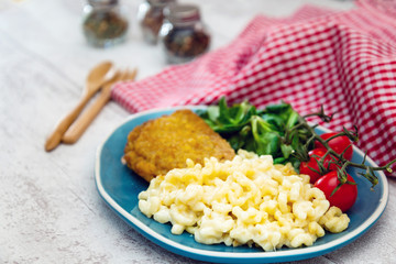 Cordon Bleu macaroni Pasta with salad