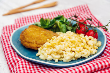 Cordon Bleu macaroni Pasta with salad