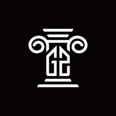 GZ monogram logo with pillar style design template