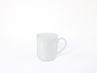 White ceramic cup on a white background.