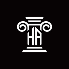 HA monogram logo with pillar style design template