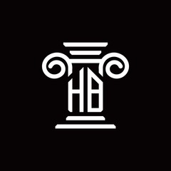 HB monogram logo with pillar style design template