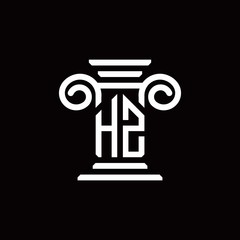 HZ monogram logo with pillar style design template