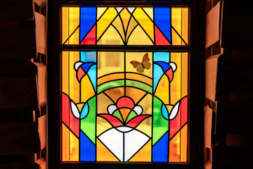 Stained glass in the window as background
