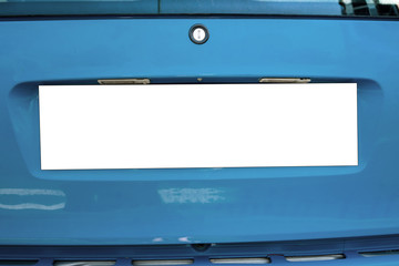 license empty car vehicle plate on back side