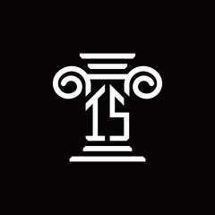 IS monogram logo with pillar style design template