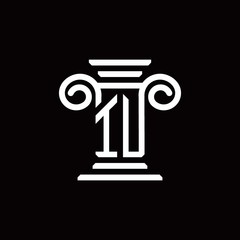 IU monogram logo with pillar style design template