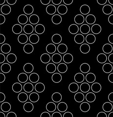 Line art rhombus seamless pattern. Black and white vector tileable background.