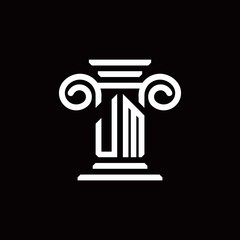 JM monogram logo with pillar style design template