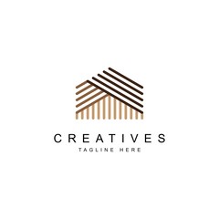 Wood house logo design symbol illustration vector template