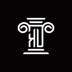 KU monogram logo with pillar style design template