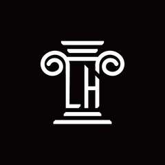 LH monogram logo with pillar style design template