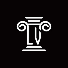 LV monogram logo with pillar style design template