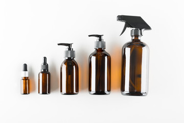 concept of ecological cosmetics without plastic with copy space on white background