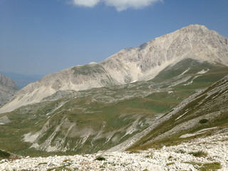 View of mountains and blue sky with clouds	