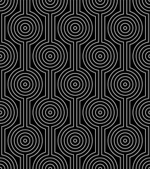Line art seamless pattern. Black and white vector tileable background.