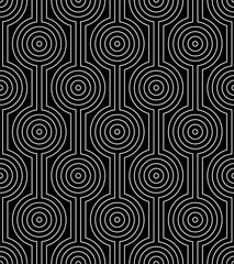 Line art seamless pattern. Black and white vector tileable background.