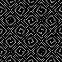 Wallpaper murals Circles Line art circles seamless pattern. Black and white vector tileable background.