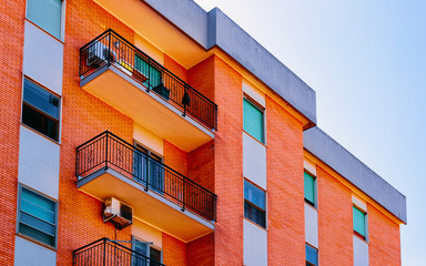 Facade of modern residential home house apartment building Cagliari reflex
