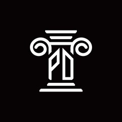 PD monogram logo with pillar style design template