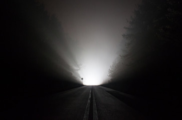 Lights on the road at night