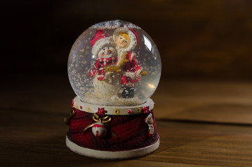new year, Christmas, Wallpaper, still life, snow, gifts, bear, snowman, snow globe