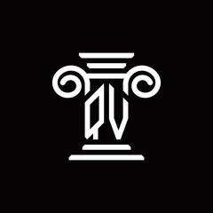 QV monogram logo with pillar style design template