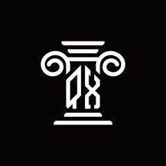 QX monogram logo with pillar style design template