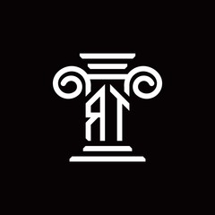 RT monogram logo with pillar style design template