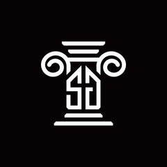 SG monogram logo with pillar style design template