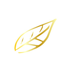 single hand drawn golden leaf in doodle style in vector. golden leaf logo 