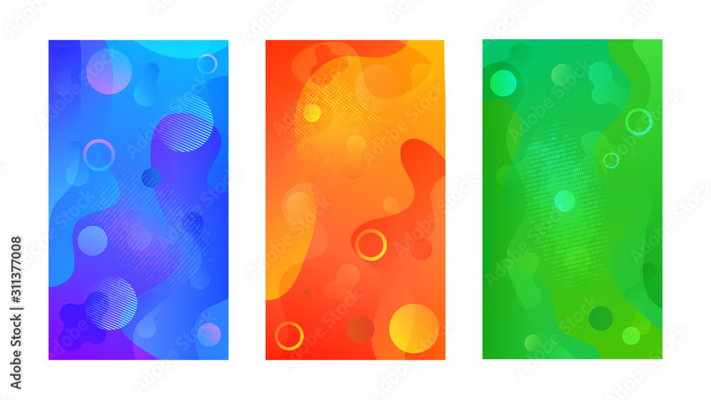 Poster Modern design template with liquid background for paper design. Vector gradient abstract brochure. Abstract blue liquid background. Set of minimal cover templates. Modern gradient shapes composition.