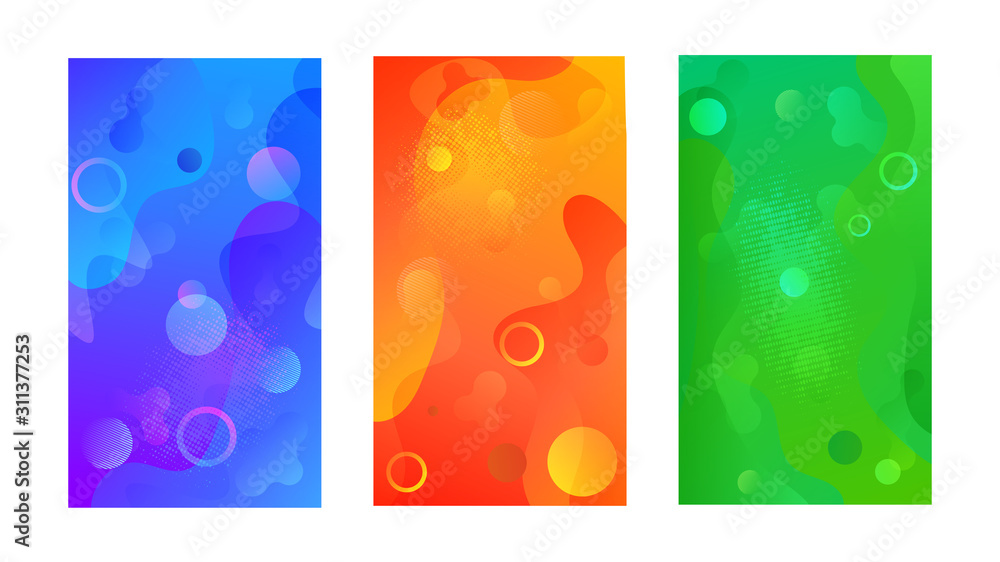 Poster Modern design template with liquid background for paper design. Vector gradient abstract brochure. Abstract blue liquid background. Set of minimal cover templates. Modern gradient shapes composition.