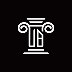 UB monogram logo with pillar style design template