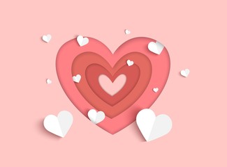 Valentines day pink vector background with heart shape