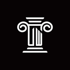 UW monogram logo with pillar style design template