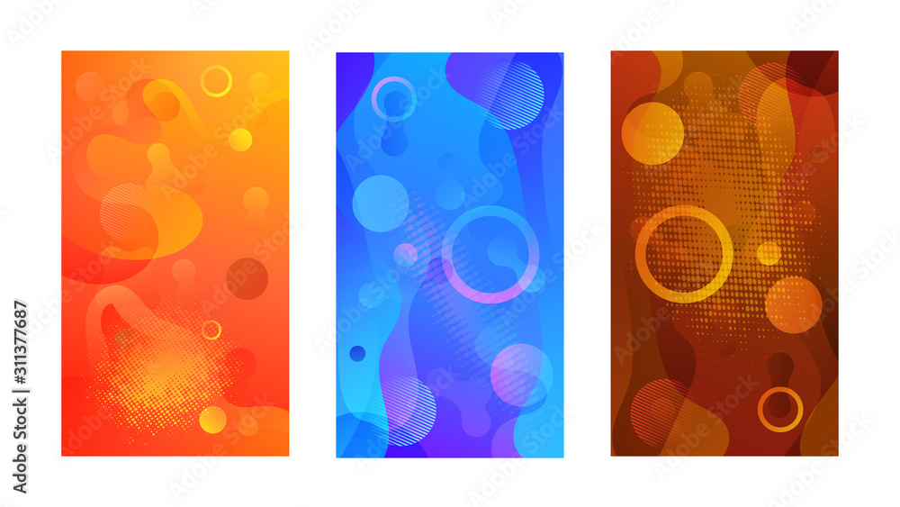 Poster Modern design template with liquid background for paper design. Vector gradient abstract brochure. Abstract blue liquid background. Set of minimal cover templates. Modern gradient shapes composition.