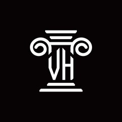 VH monogram logo with pillar style design template
