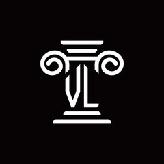VL monogram logo with pillar style design template