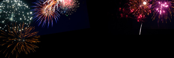 Panorama Neujahrsgrüße mit Feuerwerk