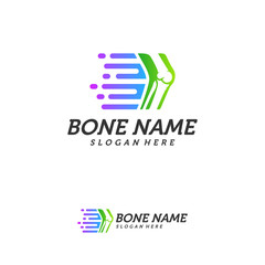 Fototapeta premium Fast Bone logo design vector, Pixel Bone concept symbol, Knee Tech icon, Knee logo template, Creative design