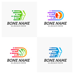 Fast Bone logo design vector, Pixel Bone concept symbol, Knee Tech icon, Knee logo template, Creative design