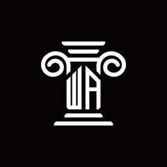 WA monogram logo with pillar style design template