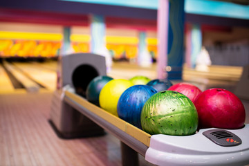 Fototapeta na wymiar Colourful bowling balls