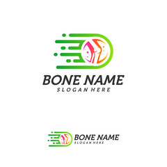 Fast Bone logo design vector, Pixel Bone concept symbol, Knee Tech icon, Knee logo template, Creative design