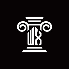 WX monogram logo with pillar style design template