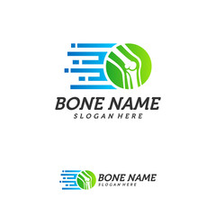 Fast Bone logo design vector, Pixel Bone concept symbol, Knee Tech icon, Knee logo template, Creative design