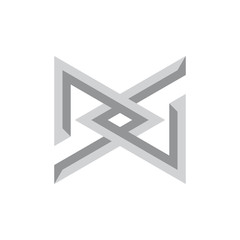 letter dg linked 3d triangle logo vector