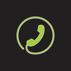 circle green old phone symbol icon vector